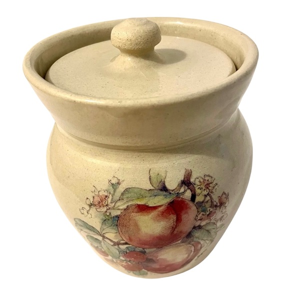 Crock Handmade in USA by Casey Pottery of Marshall, TX Fruit Motif Artist Signed - Picture 1 of 8